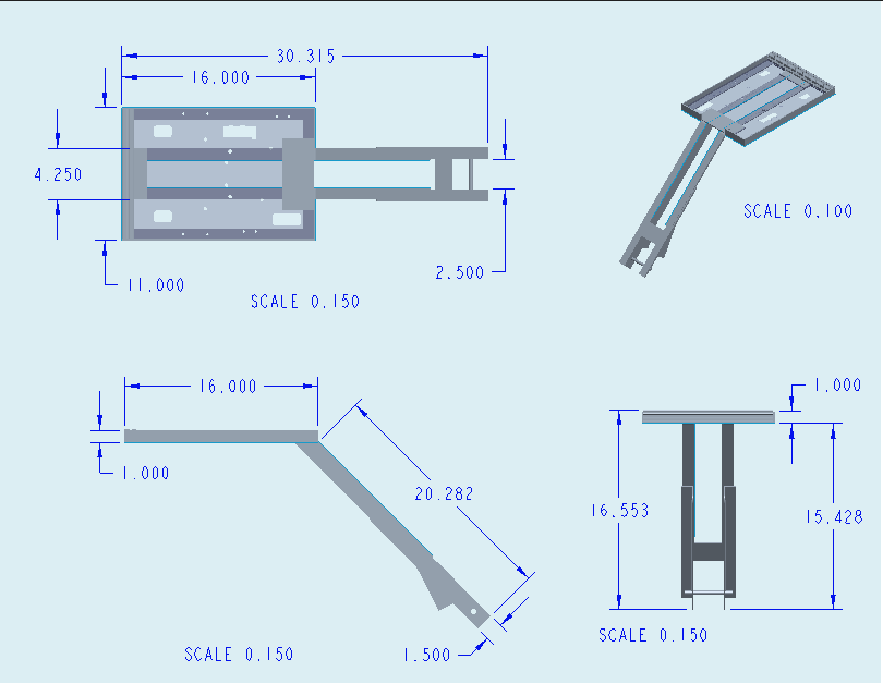 Engineering drawing for Nosenbot chassis